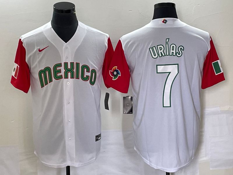 Men 2023 World Cub Mexico #7 Urias White white Nike MLB Jersey14
